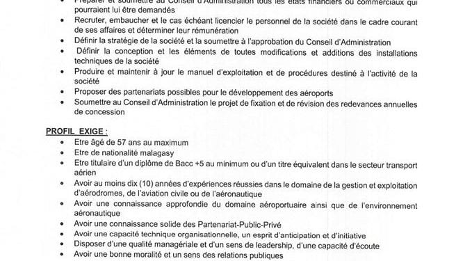 GESTION DES AEROPORTS – L&rsquo;Adema cherche son directeur général