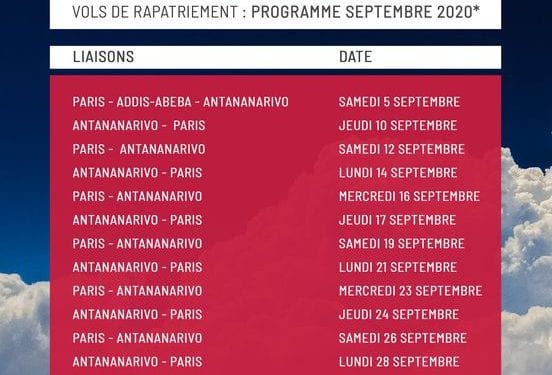 TRANSPORT AERIEN – Treize vols spéciaux d&rsquo;Air Madagascar entre Antananarivo et Paris jusqu&rsquo;en fin Septembre