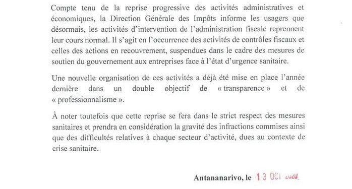 IMPOTS ET TAXES – Le fisc reprend du service et relance les contrôles et les actions en recouvrement
