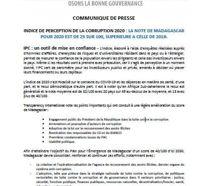 LUTTE CONTRE LA CORRUPTION – Le Comité de sauvegarde de l’intégrité recommande la création de l’agence de recouvrement des avoirs illicites