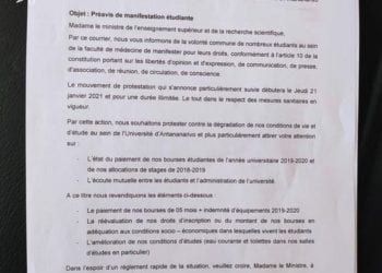 UNIVERSITE D’ANTANANARIVO – L’association des étudiants en médecine prévoit une manifestation ce jeudi