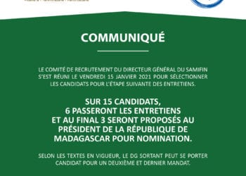 RECRUTEMENT – Six candidats sur 15 passent l&rsquo;entretien pour le poste de directeur général du Samifin