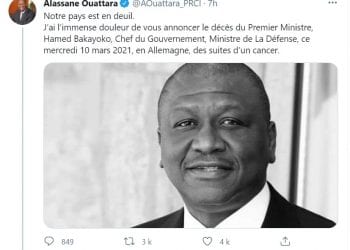 COTE D’IVOIRE – Le Premier ministre ivoirien Hamed Bakayoko décède à 56 ans des suites d’un cancer
