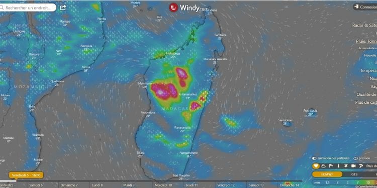 METEO – La dépression tropicale s&rsquo;affaiblit mais continue d&rsquo;apporter de fortes pluies dans l&rsquo;Ouest et le Centre Ouest de Madagascar.