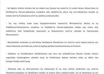 URGENCE SANITAIRE – Le Premier ministre dénonce des velléités de créer des troubles derrière l&rsquo;interdiction d&rsquo;ouverture des marchés de proximité dans les fokontany