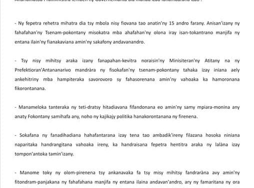 URGENCE SANITAIRE – Le Premier ministre dénonce des velléités de créer des troubles derrière l&rsquo;interdiction d&rsquo;ouverture des marchés de proximité dans les fokontany
