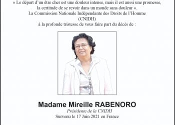 NECROLOGIE – Mireille Rabenoro, présidente de la Commission nationale indépendante des droits de l’Homme, rejoint les étoiles