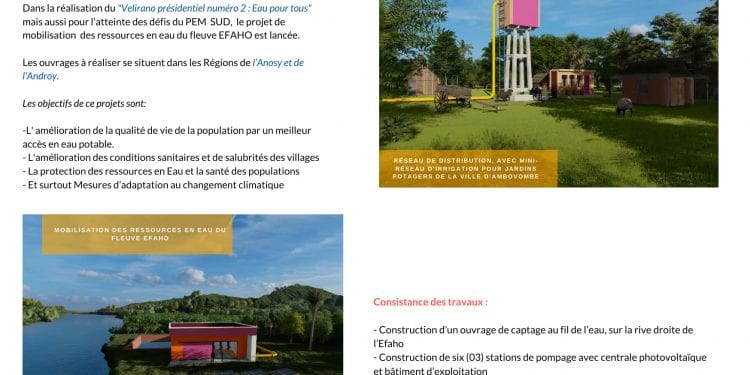 RAVITAILLEMENT – Le ministère en charge de l’Eau publie les détails des travaux à faire dans le cadre de la mise en place du pipeline qui partira d’Efaho et qui desservira en eau Ambovombe et ses alentours