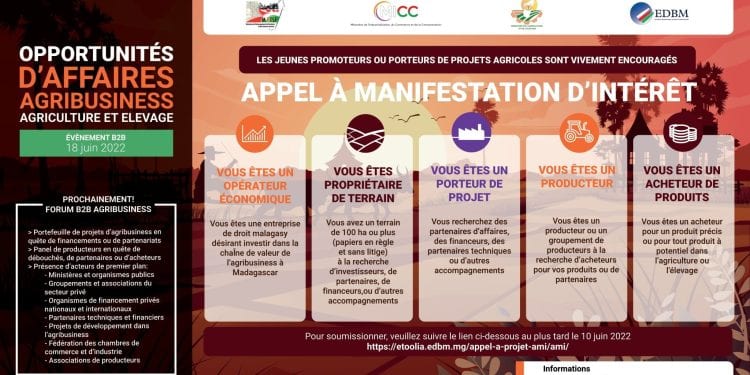 OPPORTUNITÉS – Les porteurs de projets en agribusiness en quête de partenaires, d’investisseurs et de financeurs appelés à se manifester