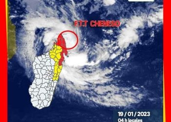 METEOROLOGIE –  Cheneso prévue toucher terre dans le Nord d&rsquo;Antalaha entre 7h et 10h ce jeudi matin,