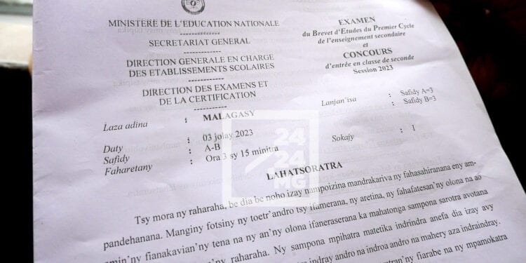 ÉDUCATION – Quatre individus soupçonnés de vente de faux sujets d’examen au BEPC arrêtés à Talatamaty